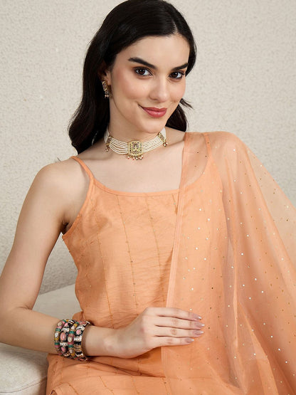 Dhiyona HOP Women Embroidered Sequinned Kurti with Sharara & Dupatta
