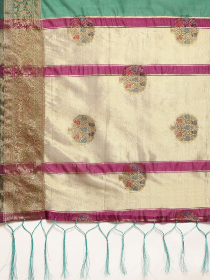 Dhiyona GR Women's Vaibhavi Seafoam Green Cotton Blend Saree
