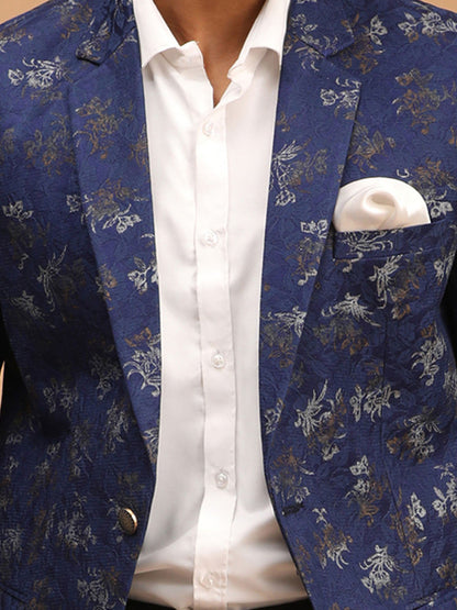 Men's Navy Blue Silk Blend Blazer Blazer