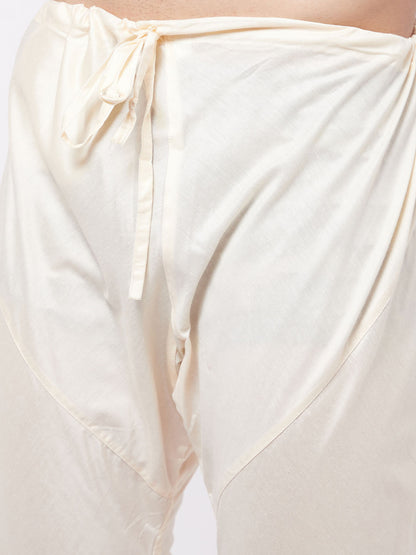 Men's Cream Viscose Asymmetric Sherwani Set
