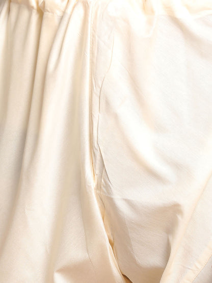 Men's Cream Viscose Straight Jacket  Kurta and Pyjama Set