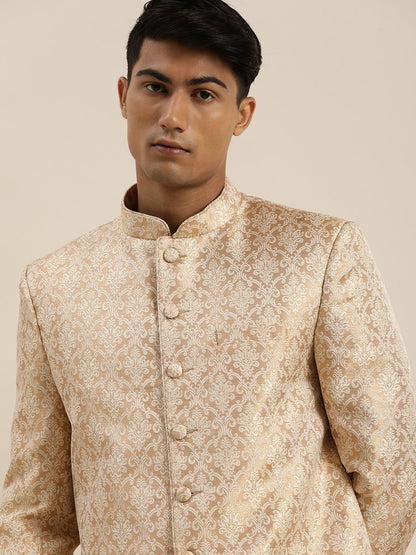 Men's Gold Silk Blend Straight Jodhpuri