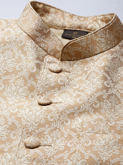 Men's Gold Silk Blend Straight Jodhpuri