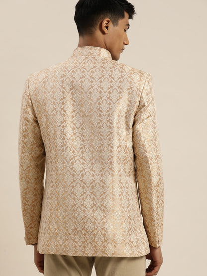 Men's Gold Silk Blend Straight Jodhpuri
