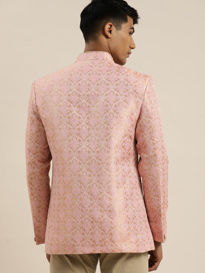 Men's Pink Silk Blend Straight Jodhpuri