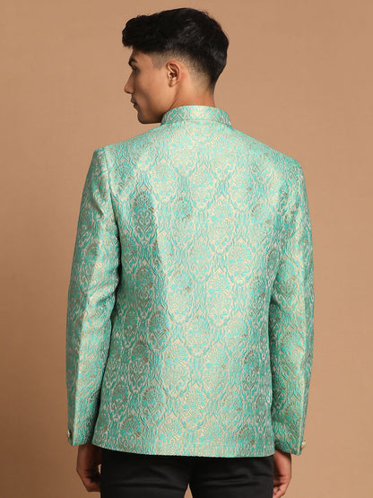 Men's Green Silk Blend Straight Jodhpuri