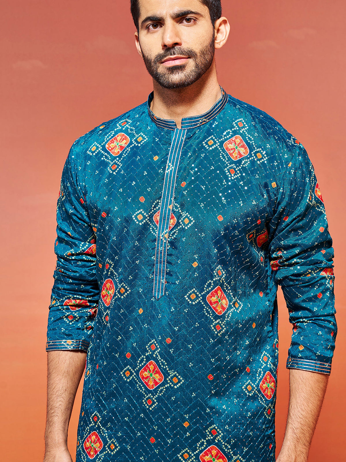 Men's Aqua Viscose Straight Kurta And Pyjama Set.