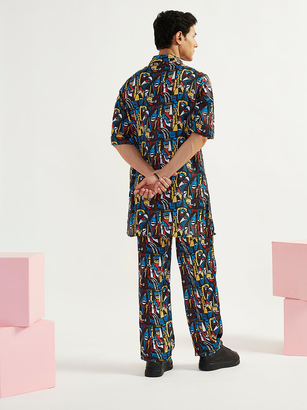 Men's Black Satin Straight Kurta And Pyjama Set