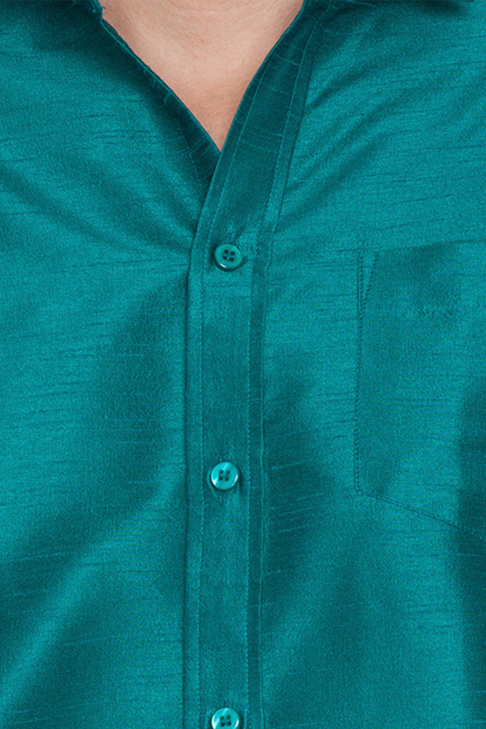 Men's Blue Silk Blend Straight Ethnic Shirt