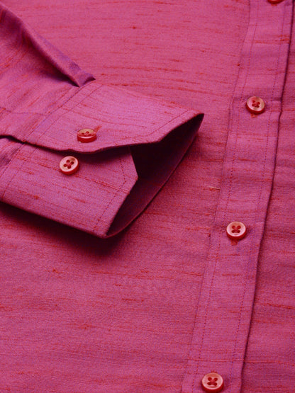 Men's Purple Silk Blend Straight Ethnic Shirt