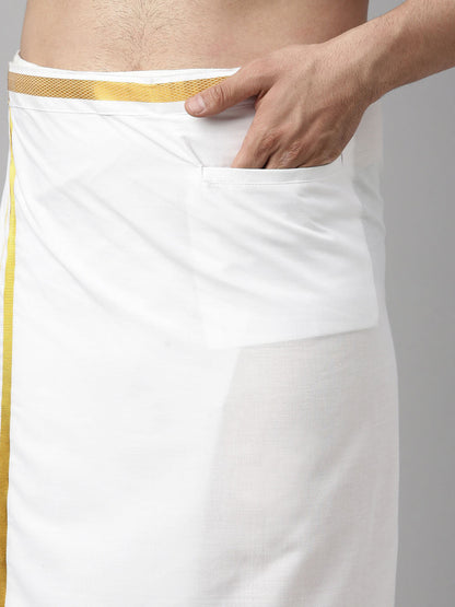 Men's Lavender Silk Blend Straight Shirt And Mundu