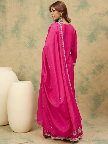 Dhiyona VA Women Ethnic Motifs Yoke Design Regular Kurta With Sharara & Dupatta