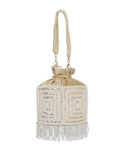 Dhiyona NR Embroidered Pearl Potli Clutch