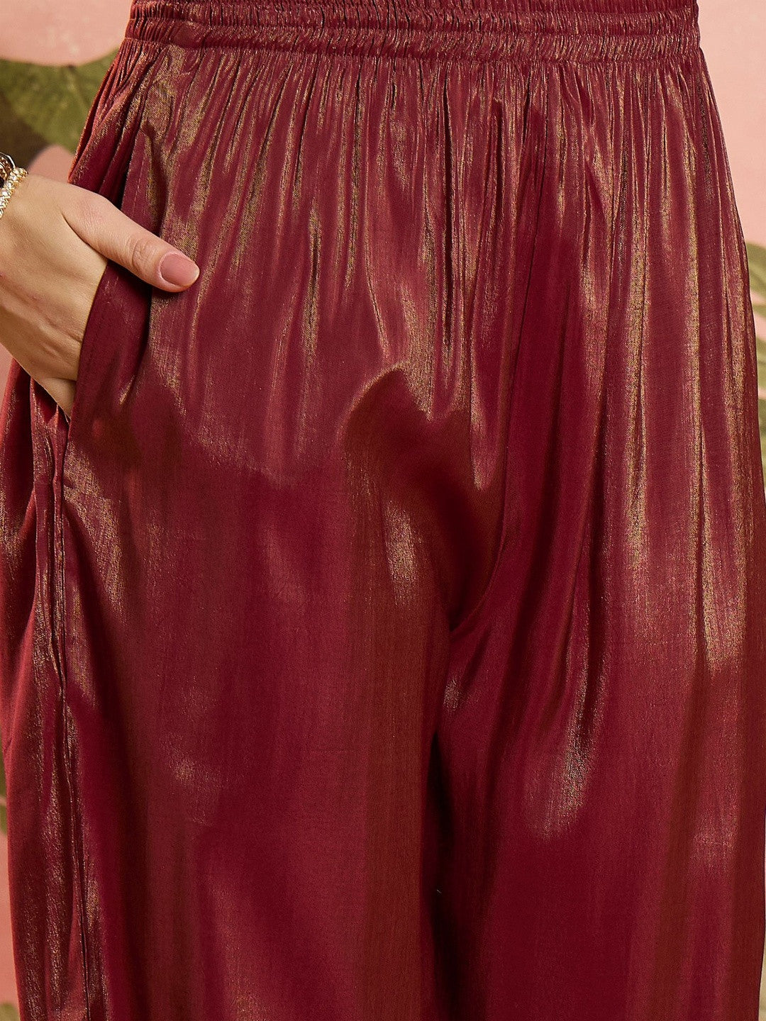 Embroidered Cotton Blend Round Neck Straight Kurta & Trousers With Dupatta