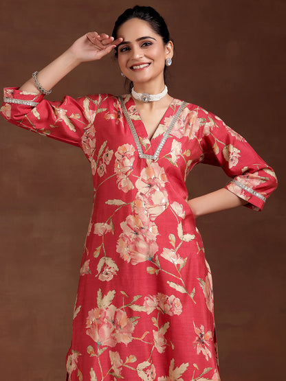 Women Floral Printed Regular Gotta Patti Kurta with Palazzos