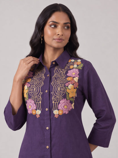 Viyona Iris Embroidery Cotton Co-Ord Set