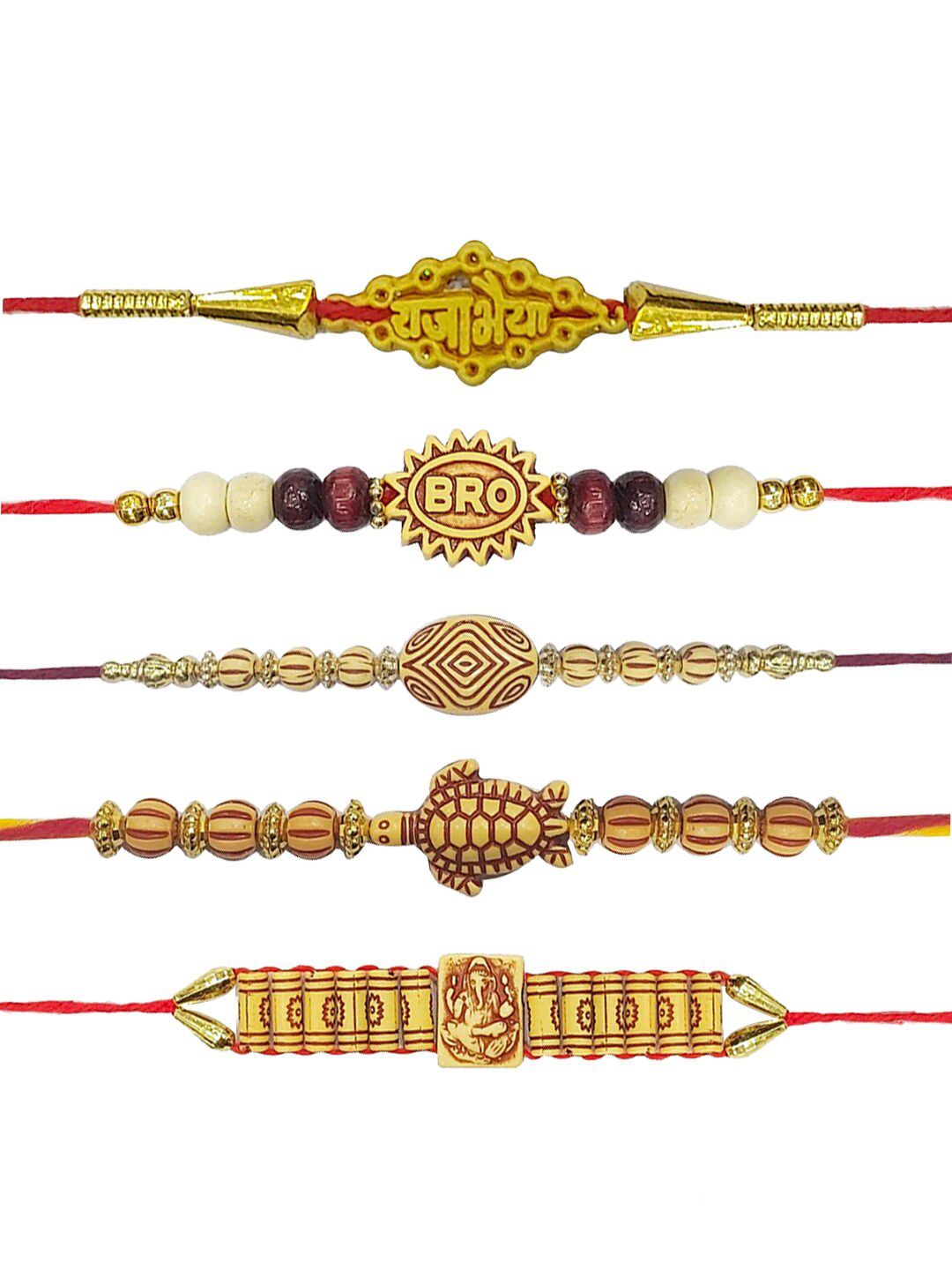Dhiyona Unisex Set Of 5 Beaded Rakhi