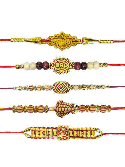 Dhiyona Unisex Set Of 5 Beaded Rakhi