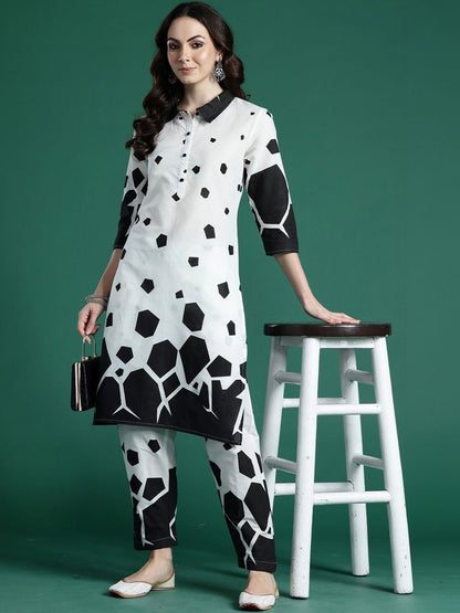Women Printed Regular Pure Cotton Kurta with Trousers