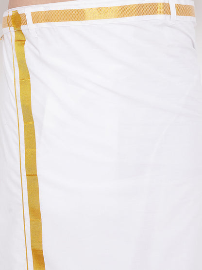 Men's Orange Silk Blend Straight Shirt And Mundu