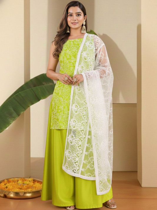 Dhiyona IN Women Ethnic Motifs Printed Regular Kurta with Palazzos & With Dupatta
