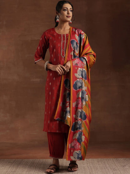 Women Ethnic Motifs Printed Regular Thread Work Kurta with Patiala & With Dupatta
