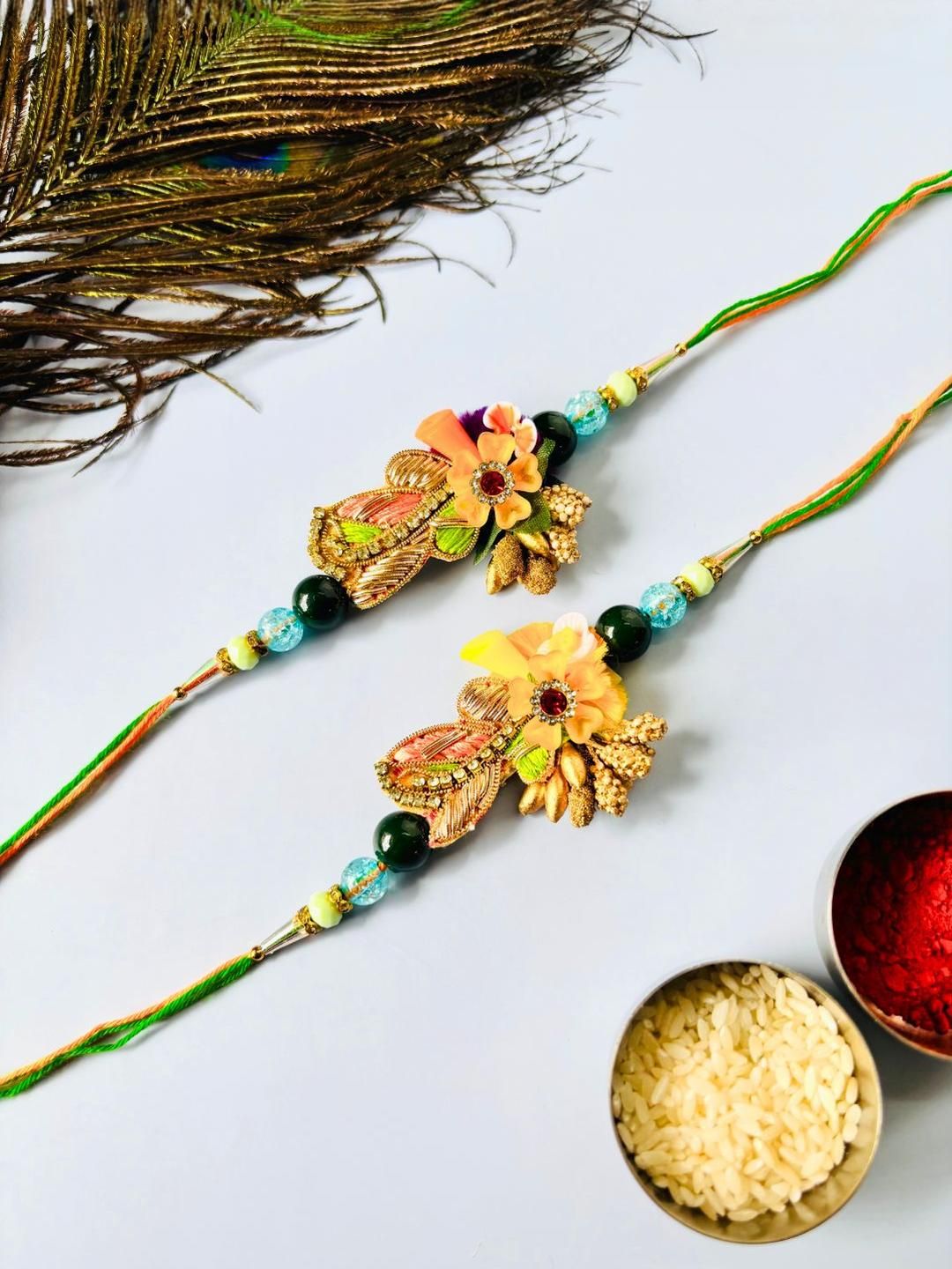 Dhiyona Unisex Set of 2 Wraparound Rakhi
