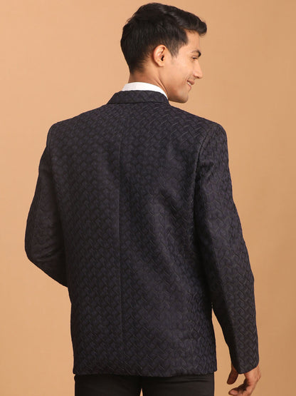 Men's Navy Blue Silk Blend Blazer Blazer