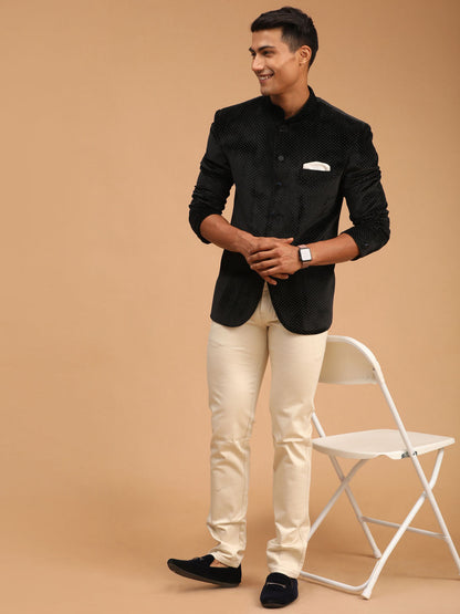 Men's Black Velvet Straight Jodhpuri