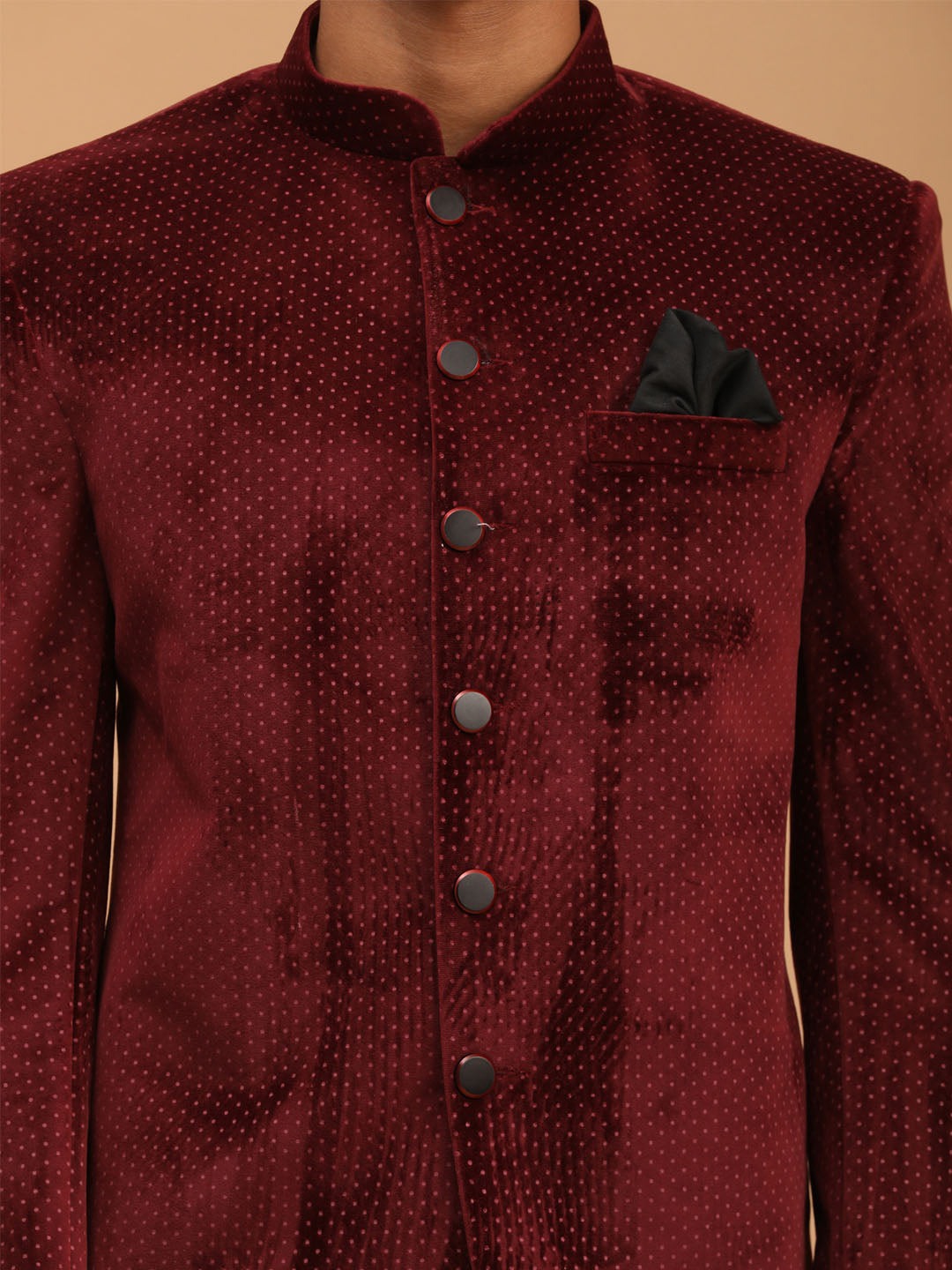 Men's Maroon Velvet Straight Jodhpuri