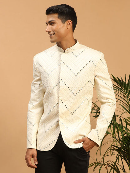Men's Cream Viscose Straight Jodhpuri