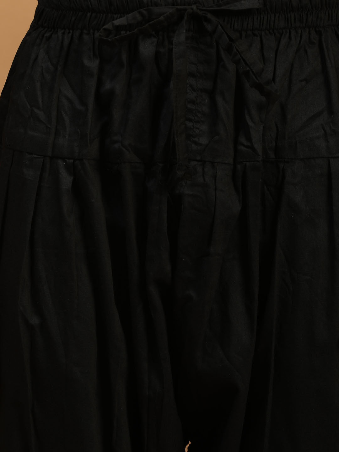 Men's Black Viscose Straight Kurta and Patiala Set