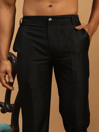 Men's Black Viscose Straight Kurta  Pyjama & Dupatta Set
