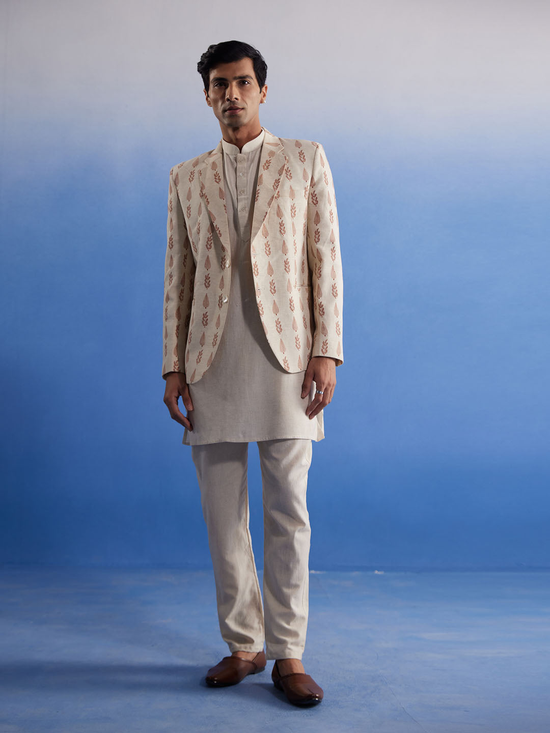 Men's Off White Cotton Blend Blazer Blazer