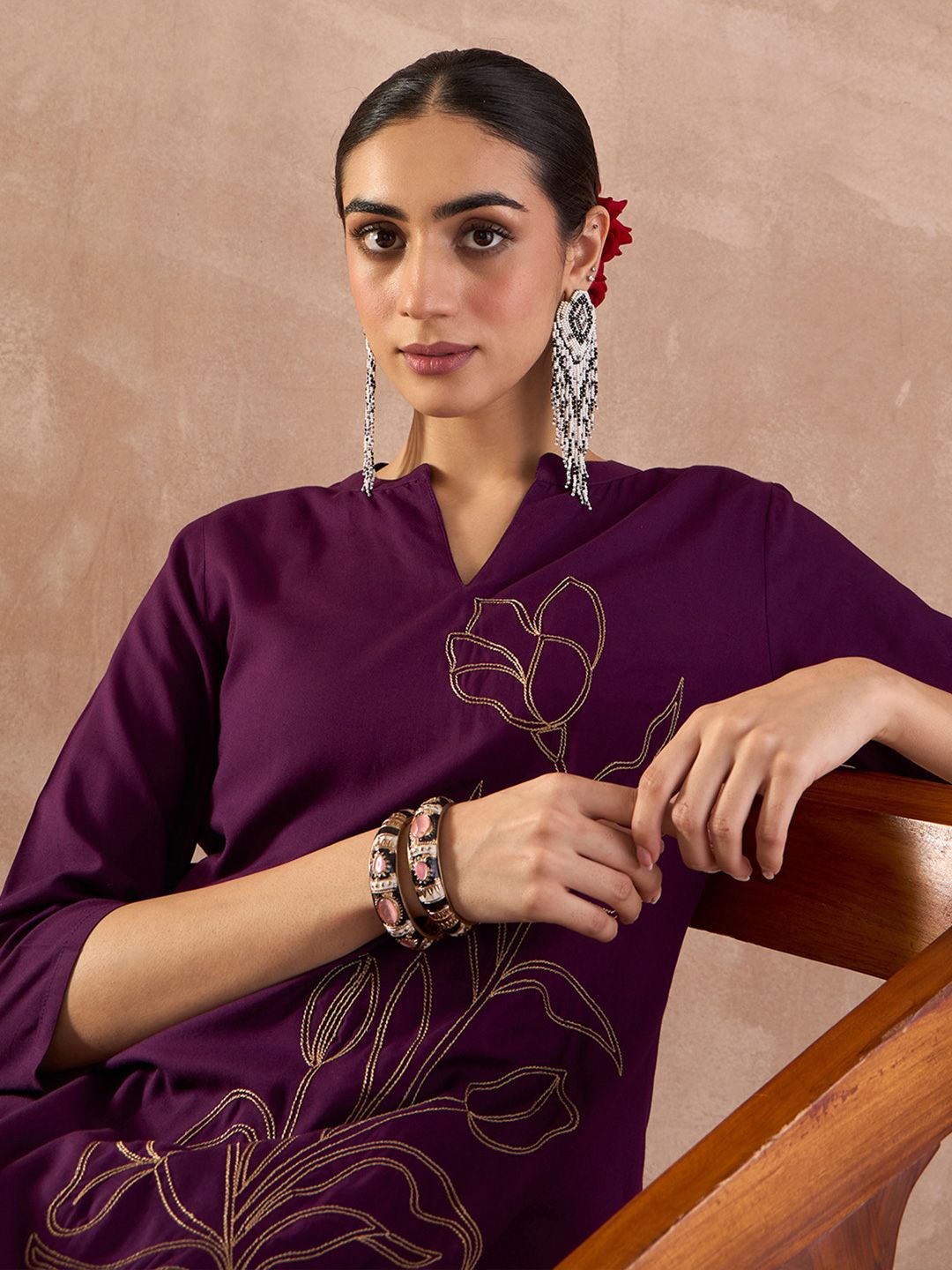 Dhiyona IE Embroidered Top With Trousers