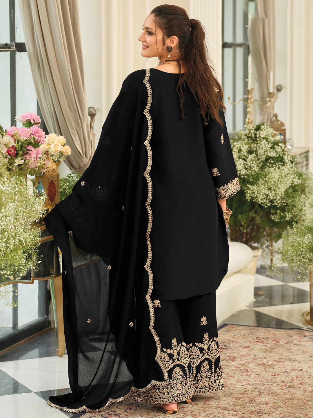 Women Ethnic Motifs Embroidered Kurta with Palazzo & Dupatta