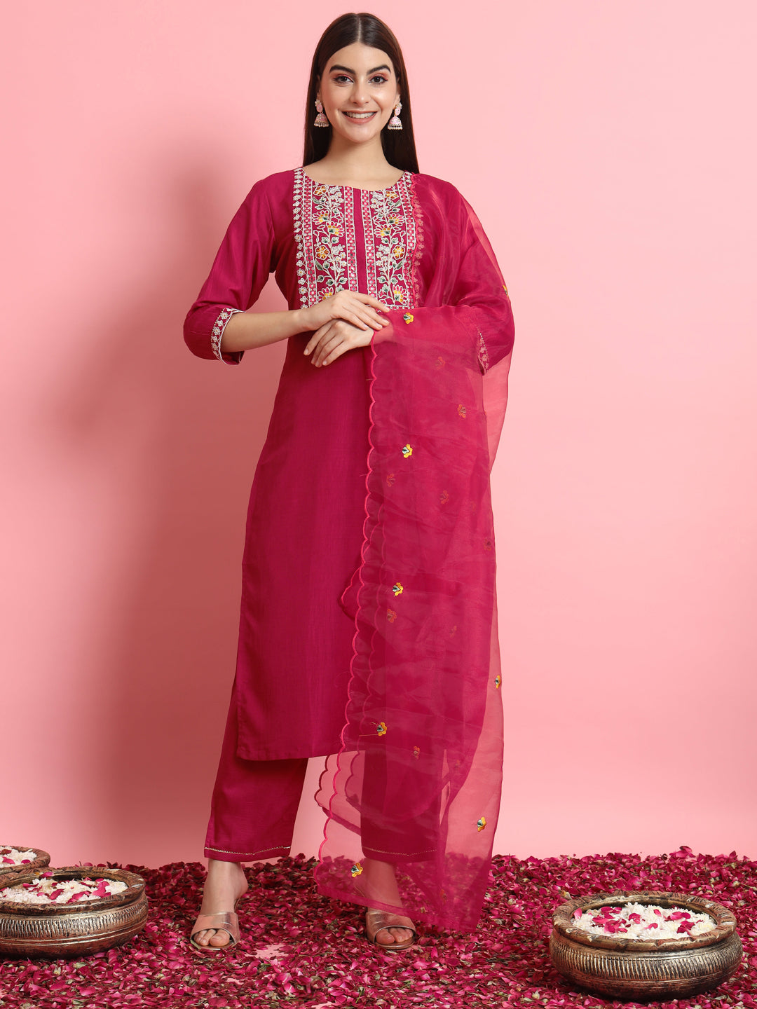 Dhiyona VV Twisha Silk Blend Dori Embroidered Kurta Set