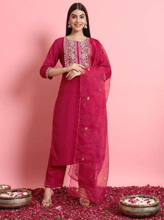 Dhiyona VV Twisha Silk Blend Dori Embroidered Kurta Set