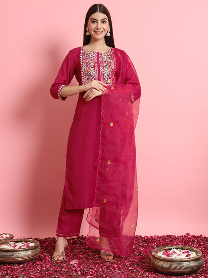 Dhiyona VV Twisha Silk Blend Dori Embroidered Kurta Set