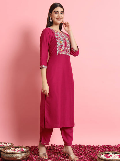 Dhiyona VV Twisha Silk Blend Dori Embroidered Kurta Set