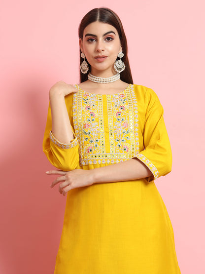 Dhiyona VV Dhanvi Silk Blend Dori Embroidered Kurta Set