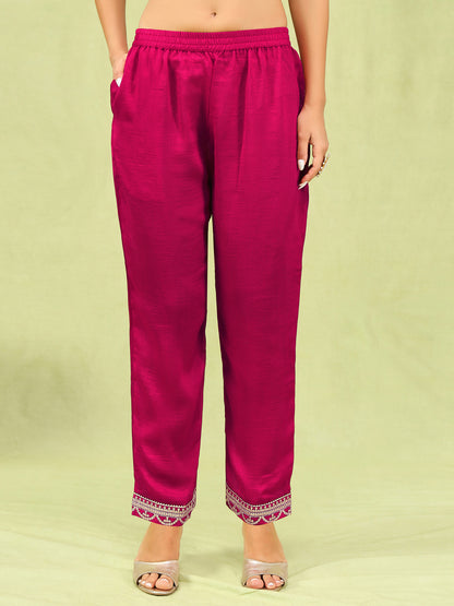 Dhiyona VV Mridaani Pink Silk Blend Yoke Design Kurta and Trousers Pant Set