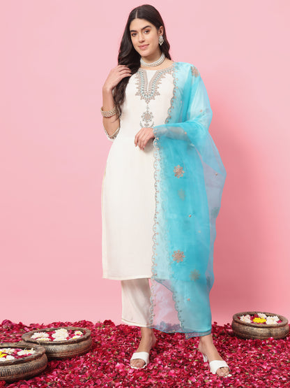 Dhiyona VV Nazm Women Kurta and Trousers Pant Set Silk Blend