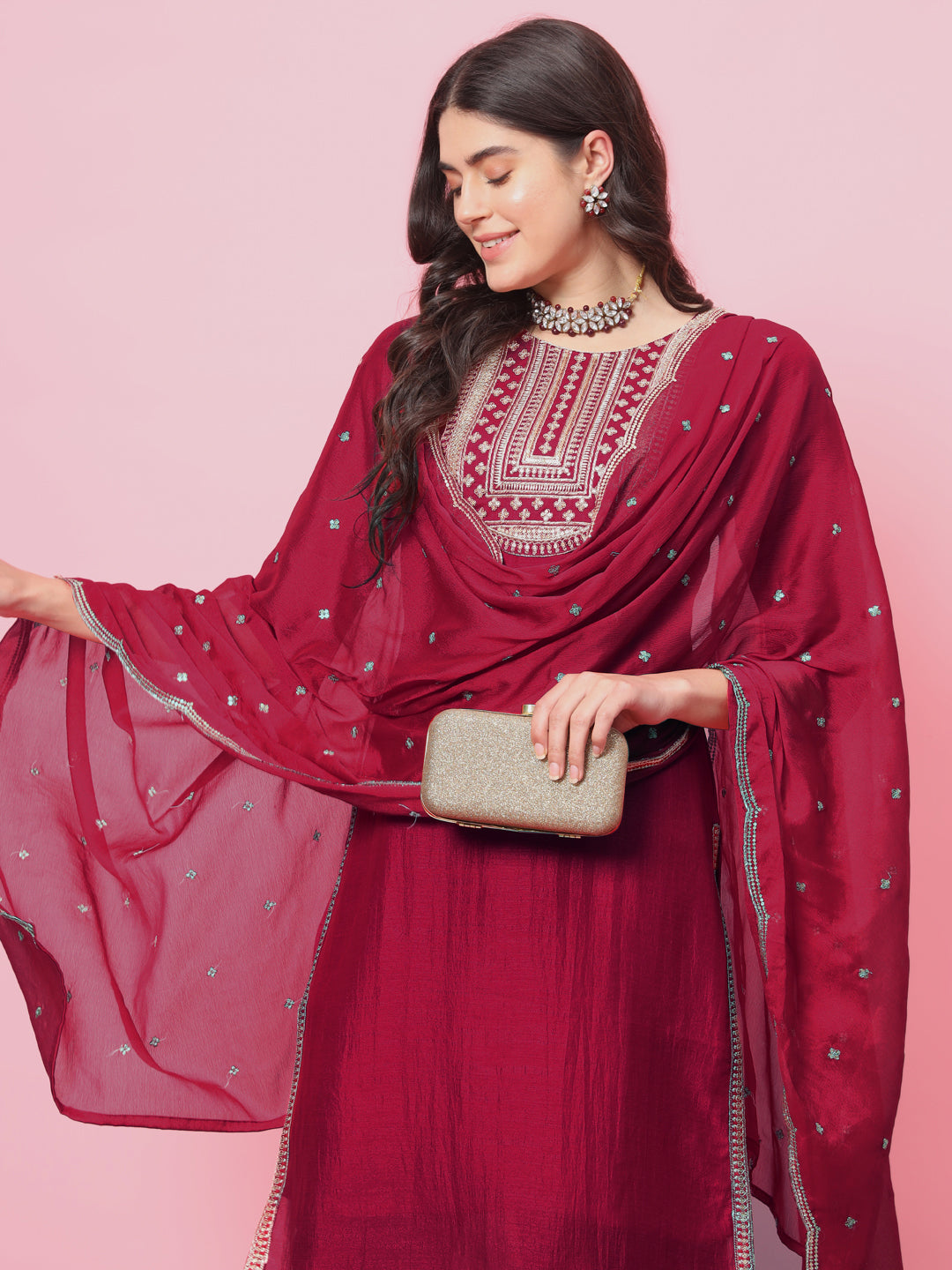 Dhiyona VV Yamuna Women Kurta and Trousers Pant Set Silk Blend