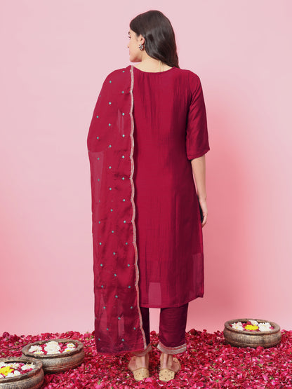 Dhiyona VV Yamuna Women Kurta and Trousers Pant Set Silk Blend