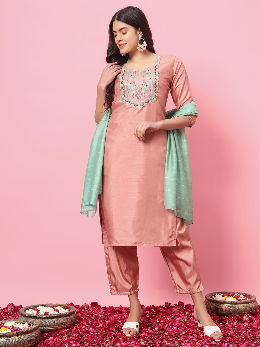 Dhiyona VV VredeVogel Women Kurta and Trousers Pant Set Silk Blend