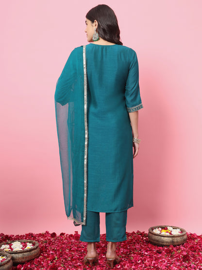 Dhiyona VV VredeVogel Women Kurta and Trousers Pant Set Silk Blend