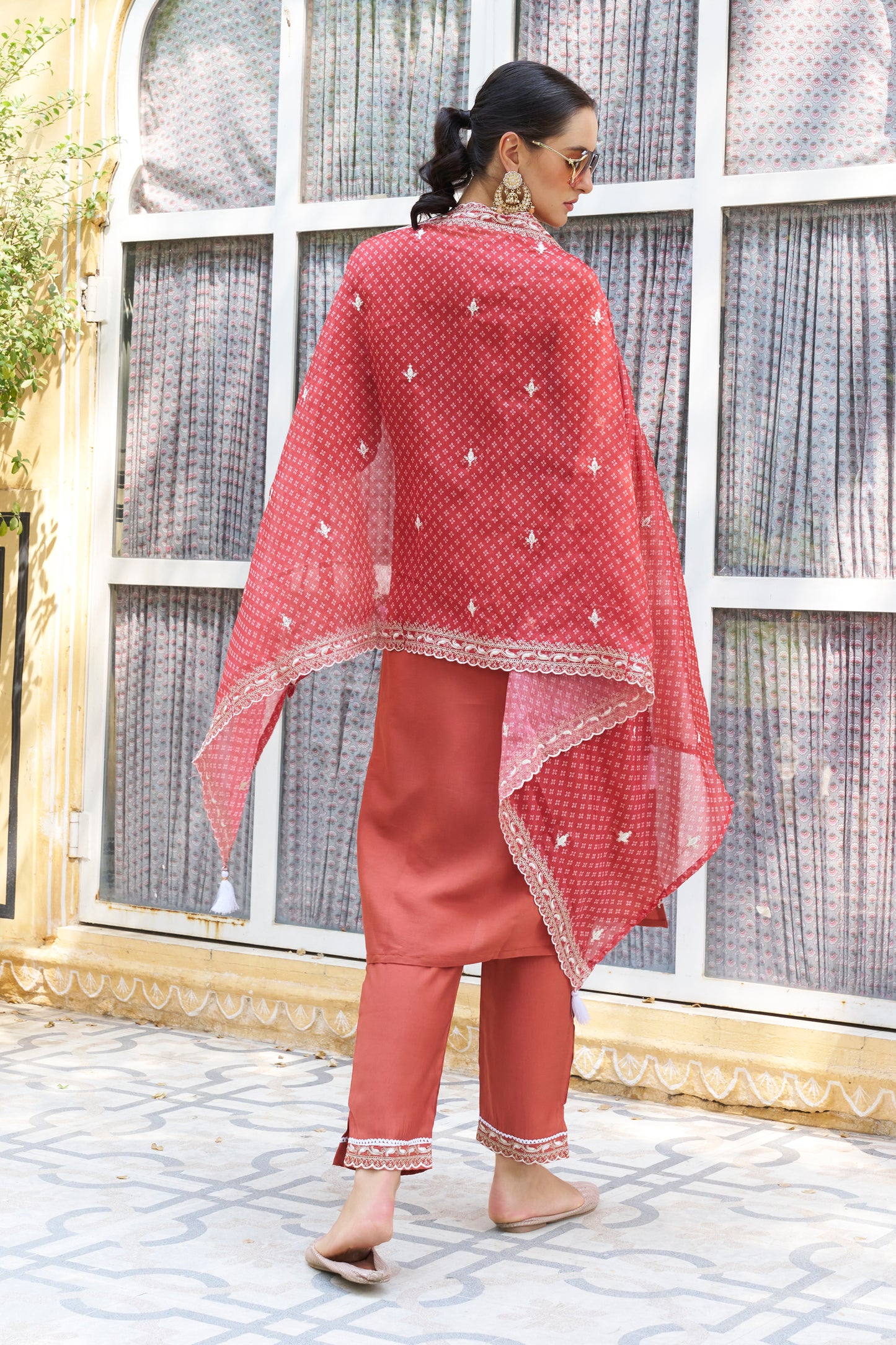 Dhiyona VV Chandrika Embroidered Silk Blend Straight Suit With Dupatta