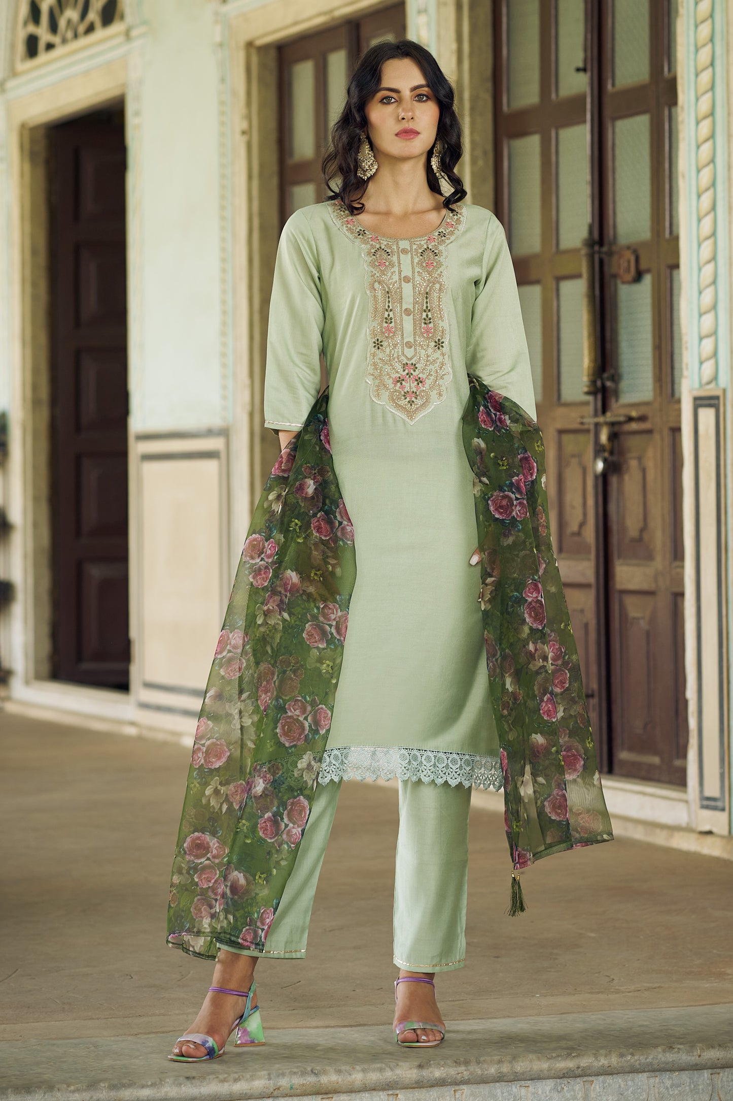 Dhiyona VV Kanchana Women Kurta and Pant Sets Viscose Rayon Fabric