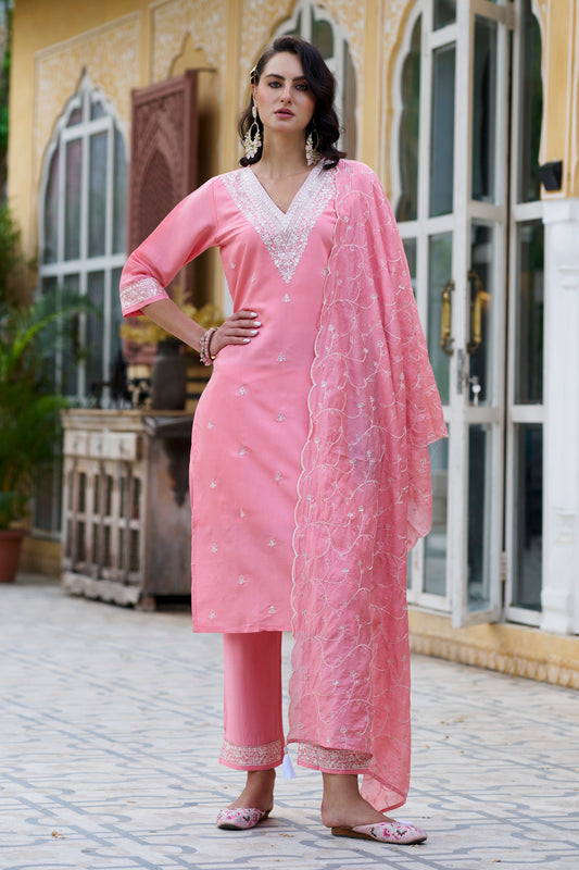 Dhiyona VV Trishna Women Kurta and Pant Sets Silk Blend Fabric